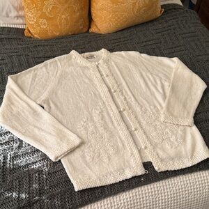 Chic White Women's Cardigan Sweater